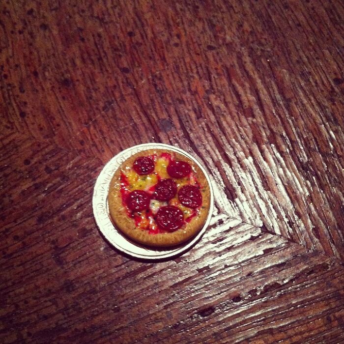 Check It Out! Miniature Pepperoni Pizza I Made Out Of Polymer Clay! Trying To Get Better With Miniatures