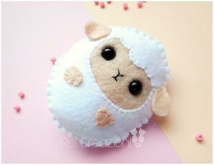 I Made This Little Felt Sheep Pin 🐑 , Pattern Made By Me, Sewing By Hand