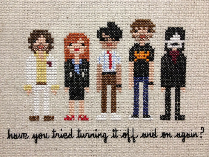 The It Crowd Cross-Stitch I Made For A Friend. Thanks To The Lovely Weelittlestitches Patterns On Etsy