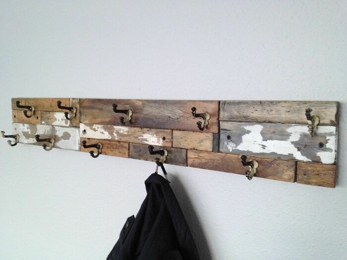 Distressed Wood Coat Rack I Made