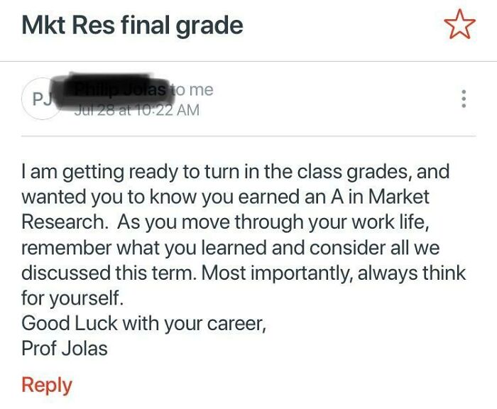 Professor Takes The Time To Personally Email All Of His Students After Grades Have Been Posted