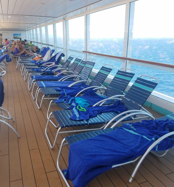 All Of These Pool Chairs That Are "Claimed" But Have Been Empty For The Past Hour While Everyone Else Has To Sit On The Floor
