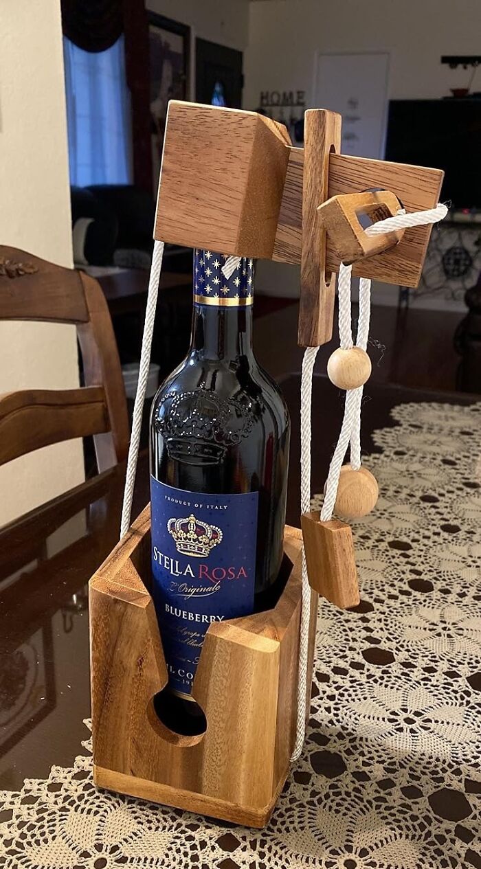 Unlock Your Vino With A Twist: 3D Wooden Wine Bottle Puzzle For Grown-UPS!