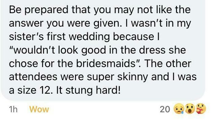 A Reply To Someone Asking If They Should Ask The Bride Why They’re Not In The Wedding Party