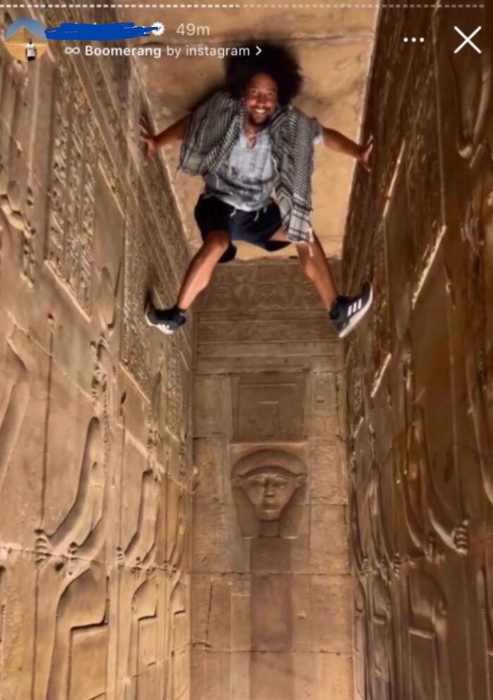 Tourist Climbed On Ancient Egyptian Antiquities