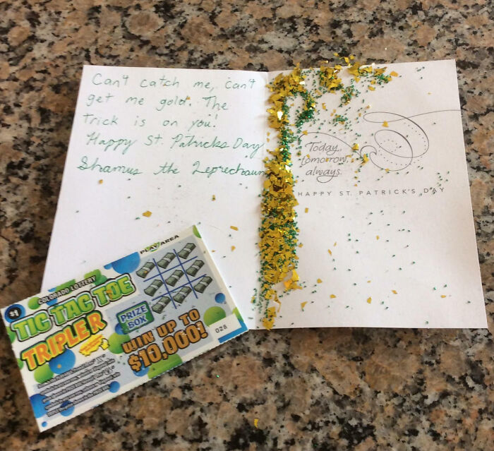 My Sister And I Are Both In Our 50s. Each Year For Nearly 3 Decades, She Sends Me A St. Patrick’s Day Card With A Lottery Scratch Game And Lots Of Glitter