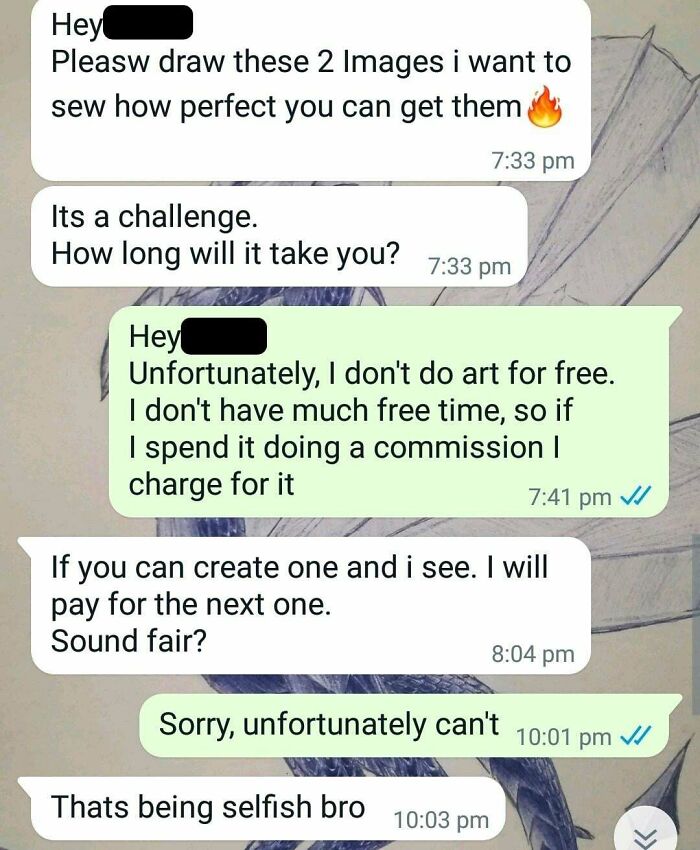Wanting To Charge For Art Is Selfish, Apparently