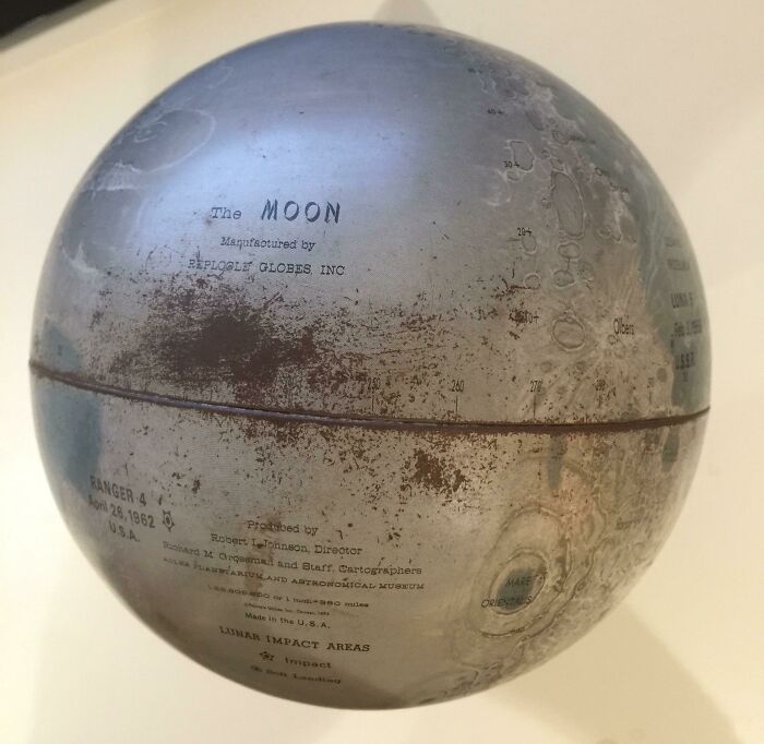 I Just Inherited This Moon Globe From My Late Grandmother. The Far Side Has A Blank Area As It Was Still Unknown When The Globe Was Made