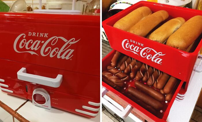 Enjoy Diner-Style Hot Dogs At Home With The Extra Large Coca-Cola Hot Dog Steamer And Bun Warmer!