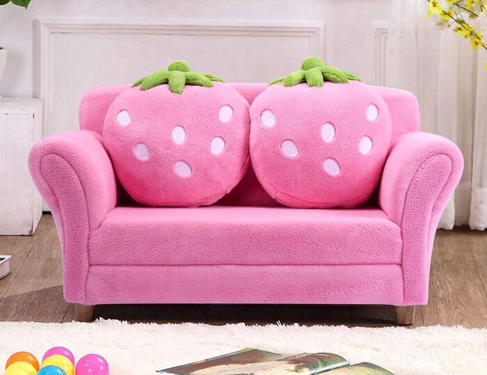 Cozy Up Your Little One's Space With The Kids Sofa: Complete With 2 Adorable Strawberry Pillows!