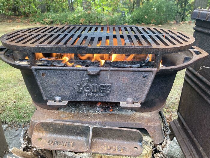 Cast Iron Grill. I Love Everything About This. Should Survive Multiple Generations Of Use. Super Portable And Versatile. You Can Find Fuel Anywhere