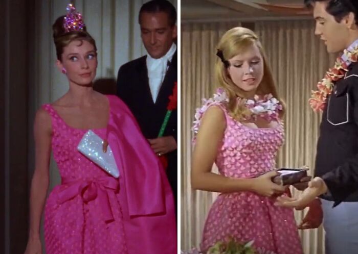 The Pink Dress (Just In Different Saturations) In “Breakfast At Tiffany’s” And The Elvis Movie “Tickle Me”