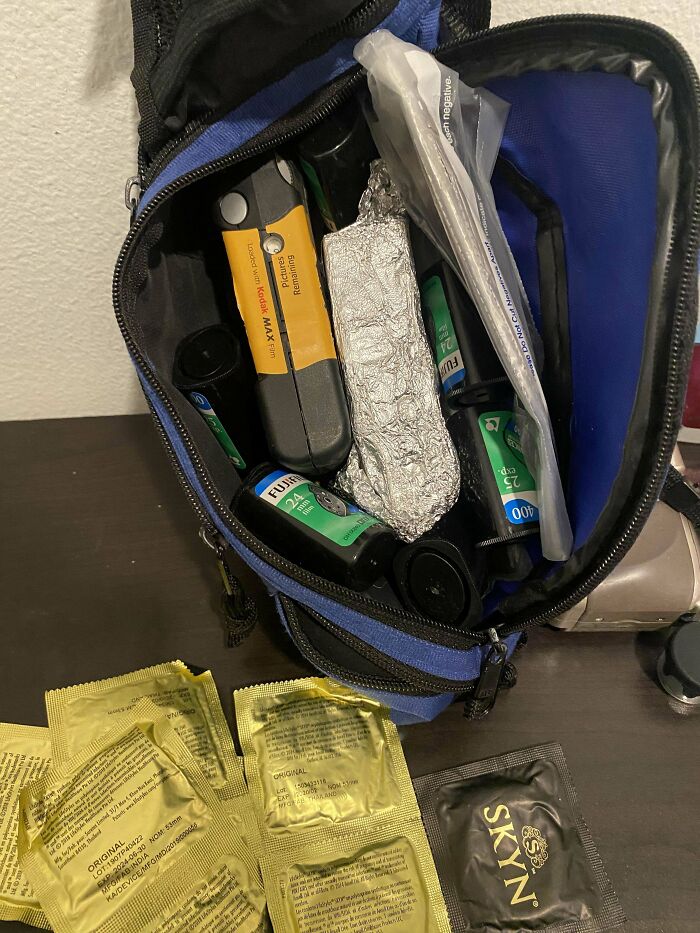 I Let An Old Coworker Stay With Me When He Went Homeless. Ended Up Being Extremely Strange And Disappeared 3 Years Ago W/O His Stuff. I Just Cleared Out The Trunk He Left And Found 5 Disposable Cameras, 18 Full Rolls Of Film, And A Ton Of Condoms