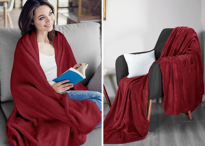 Wrap Yourself In Comfort With The Burgundy Fleece Blanket Throw: Cozy Warmth For Chilly Nights!