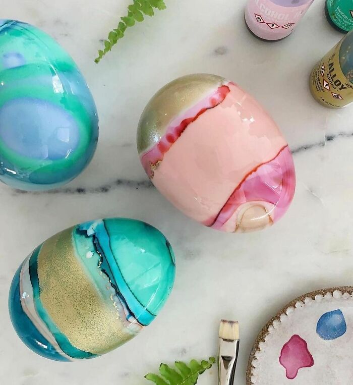 A Sweet Little Trio Of Painted Eggs