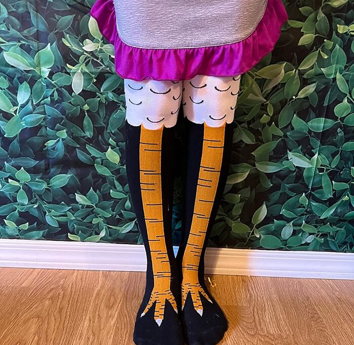 Add Some Quirky Fun To Your Outfit With Crazy Funny Chicken Legs Knee-High Novelty Socks!