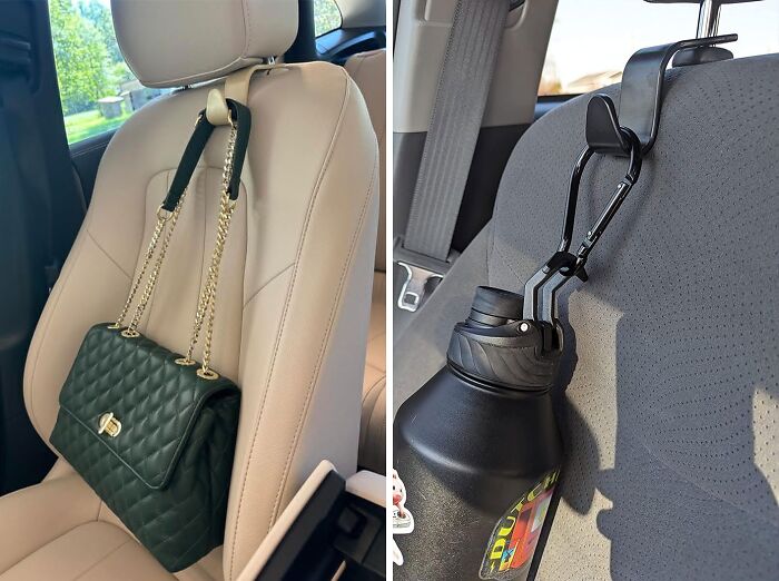  Amooca Headrest Hooks That'll Convert Your Car's Backseat Into A Chic Storage Unit, Because Spilled Shopping Bags? Not On Your Watch