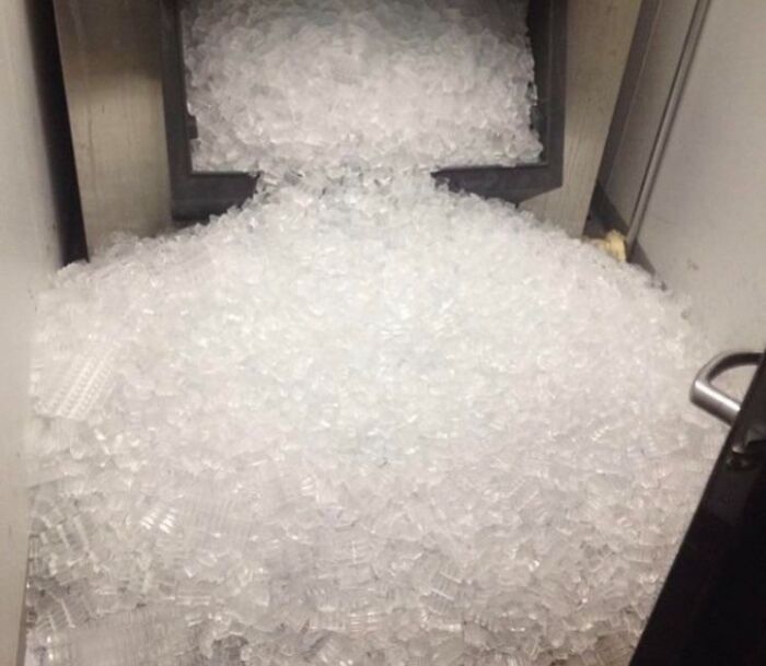 Llegué al trabajo y vi que alguien olvidó cerrar la puerta de la máquina de hielo durante la noche