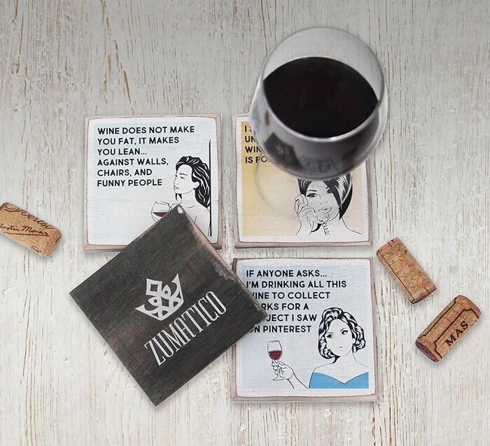 Cheers To No Stains: Hilarious Wine Coasters Set - Perfect For Wine Lovers!