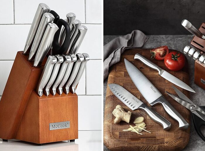 Upgrade Your Kitchen With Stainless Steel Knife Block Sets: Built-In Sharpener For Effortless Precision Cutting