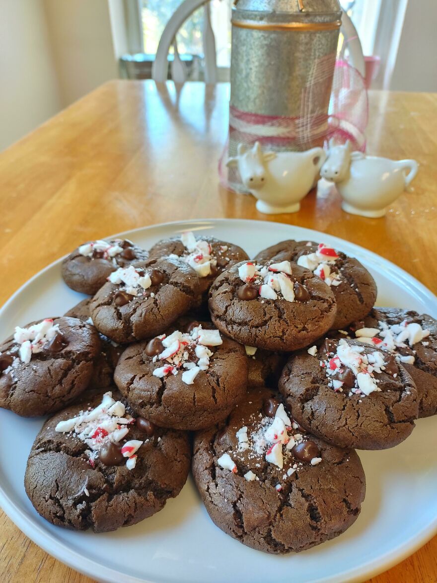 I'm Starting To Use Baking As A Coping Skill Instead Of 🍃, Peppermint Mocha Cookies. Don't Judge Them Too Hard, I'm A Newbie