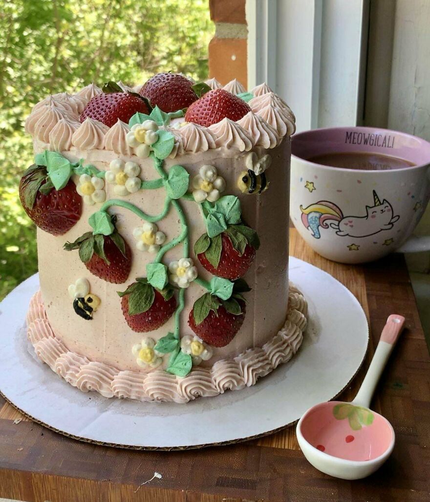 Made Myself The Cutest Strawberry Cake