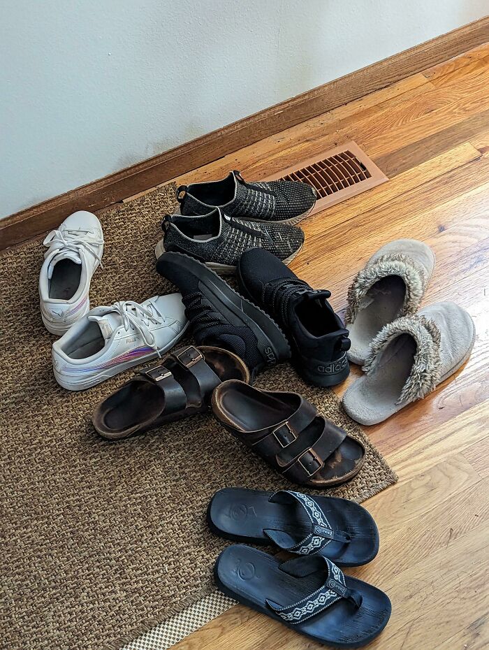 My Wife Gets Upset When I Have More Than 1 Pair Of Shoes At The Door, Can You Guess Who's Shoes These Are?