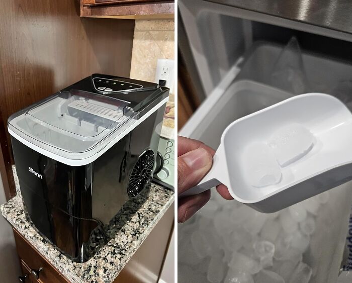 Chill In Minutes: Countertop Ice Maker - Fast, Self-Cleaning, With Ice Scoop And Basket For Everyday Use!