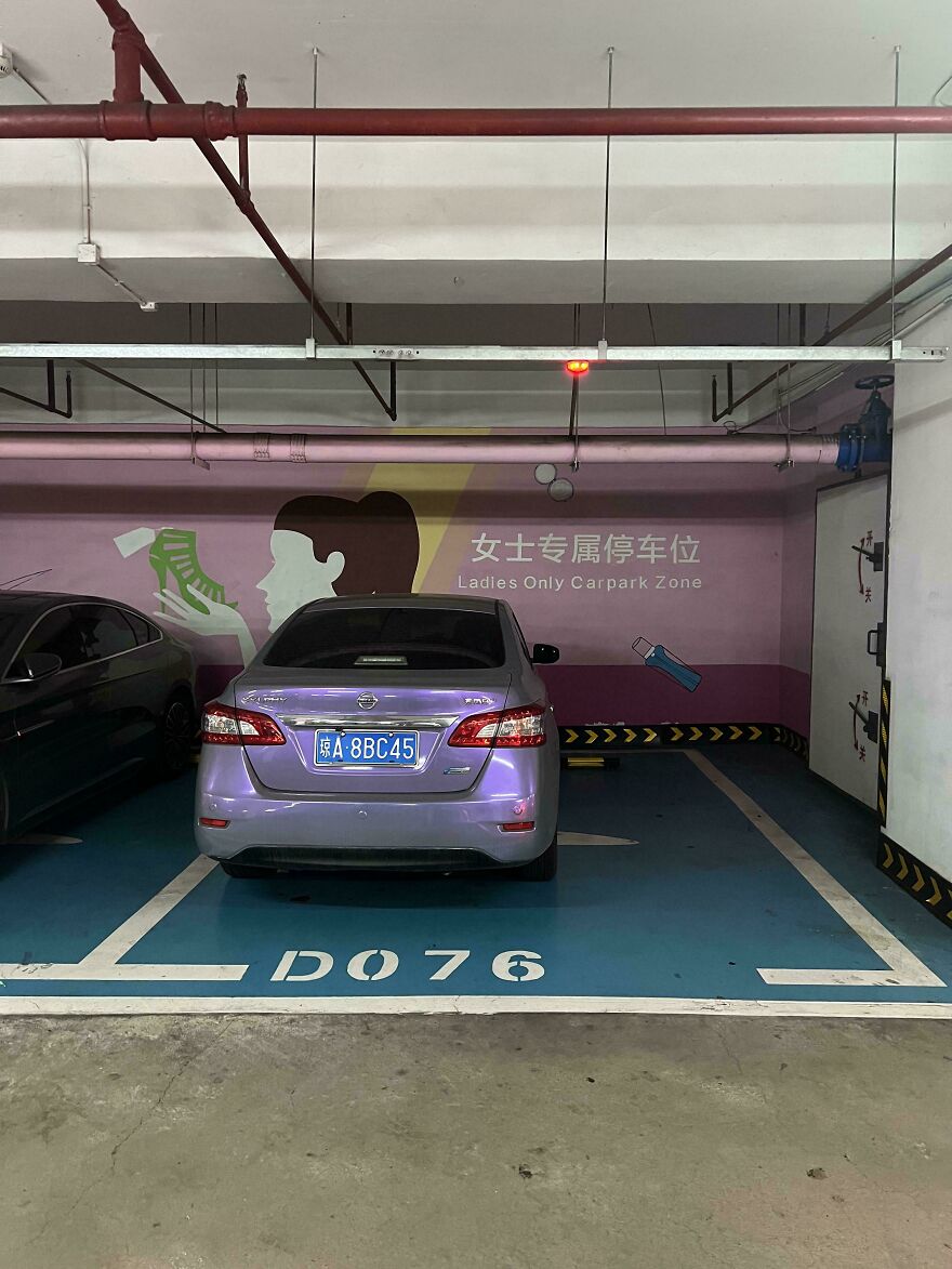 In China They Have Women Only Parking Spaces That Are Made Bigger