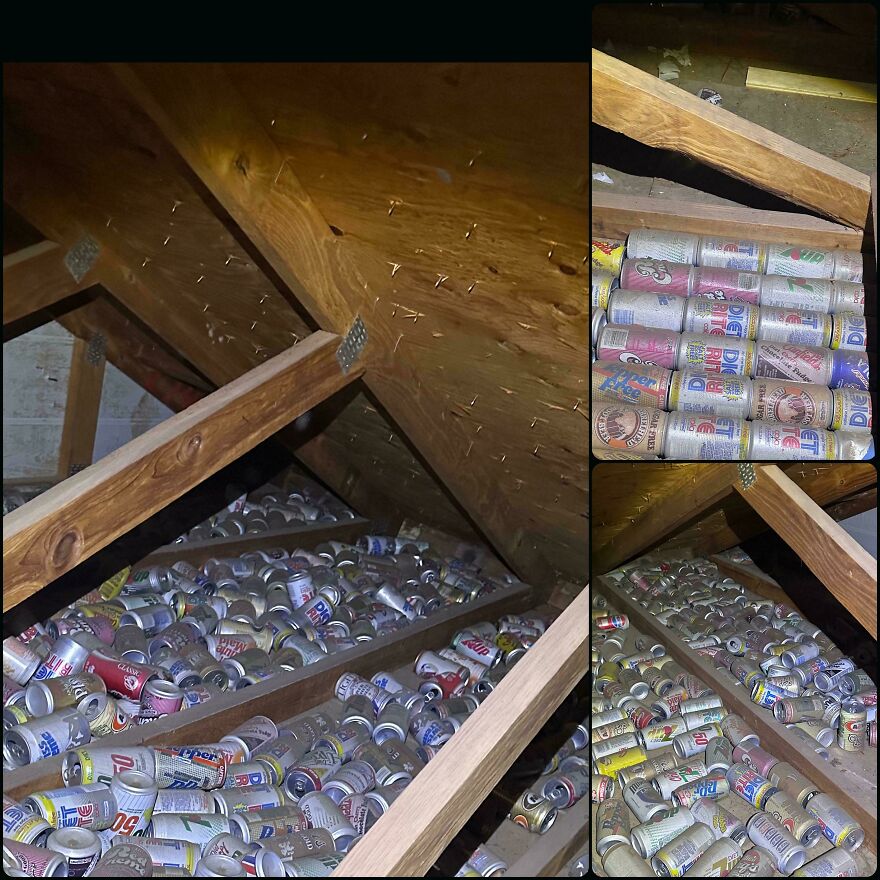Found An Absolutely Absurd Amount Of 30+ Year Old Cans In The Attic Above My Garage