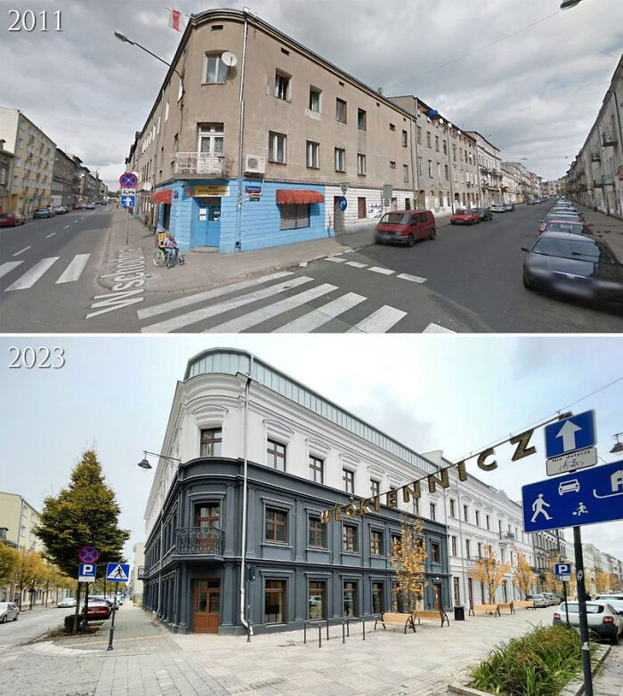 Antes y después en Łódź, Polonia