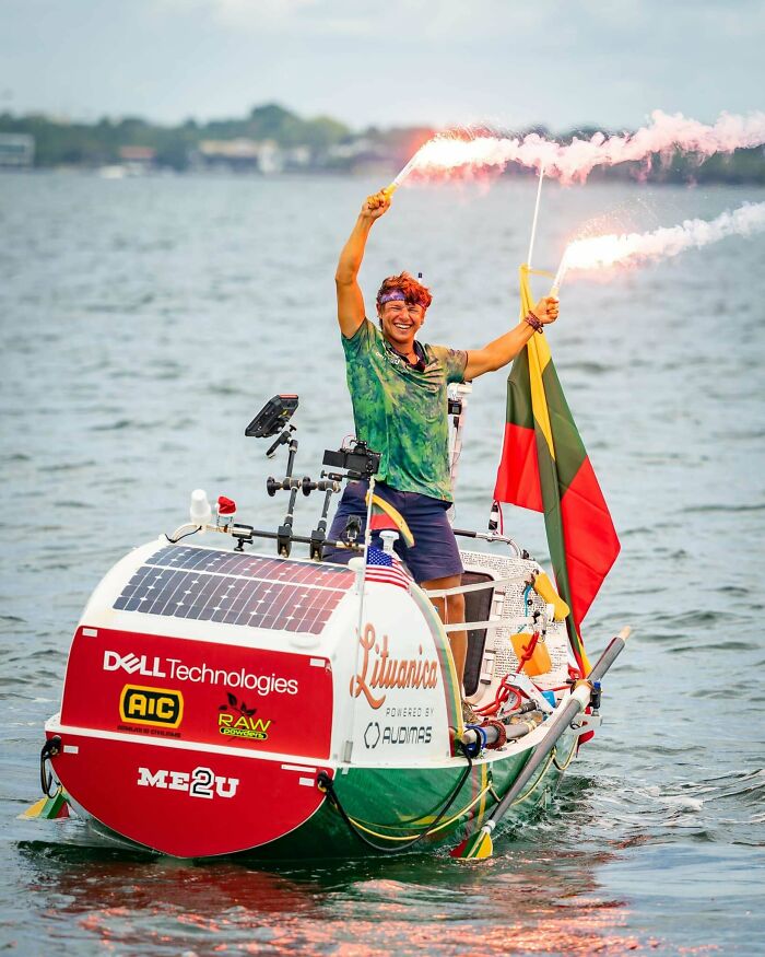 Lithuanian Guy Rowed Across The Atlantic Ocean From Spain To Florida In 120 Days!