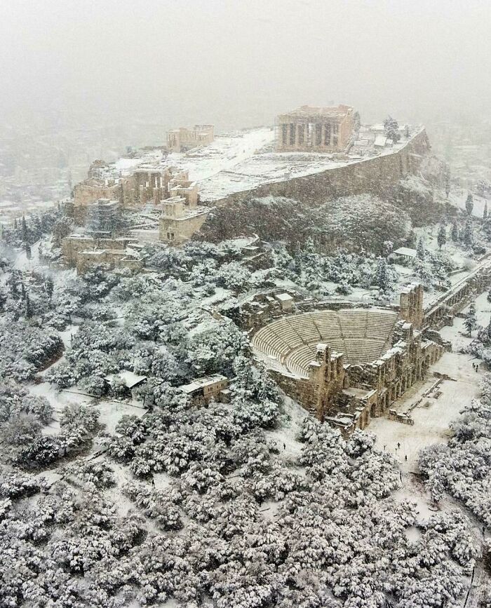 Heavy Snowfall In Athens, Greece