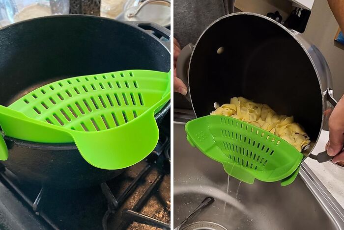 The Adjustable Silicone Clip-On Strainer For Pots: Effortless Draining And Hands-Free Convenience