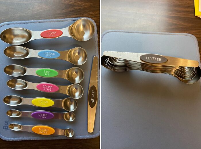 Double Duty Spoons: Stackable & Magnetic Measuring Set For Kitchen Pros!