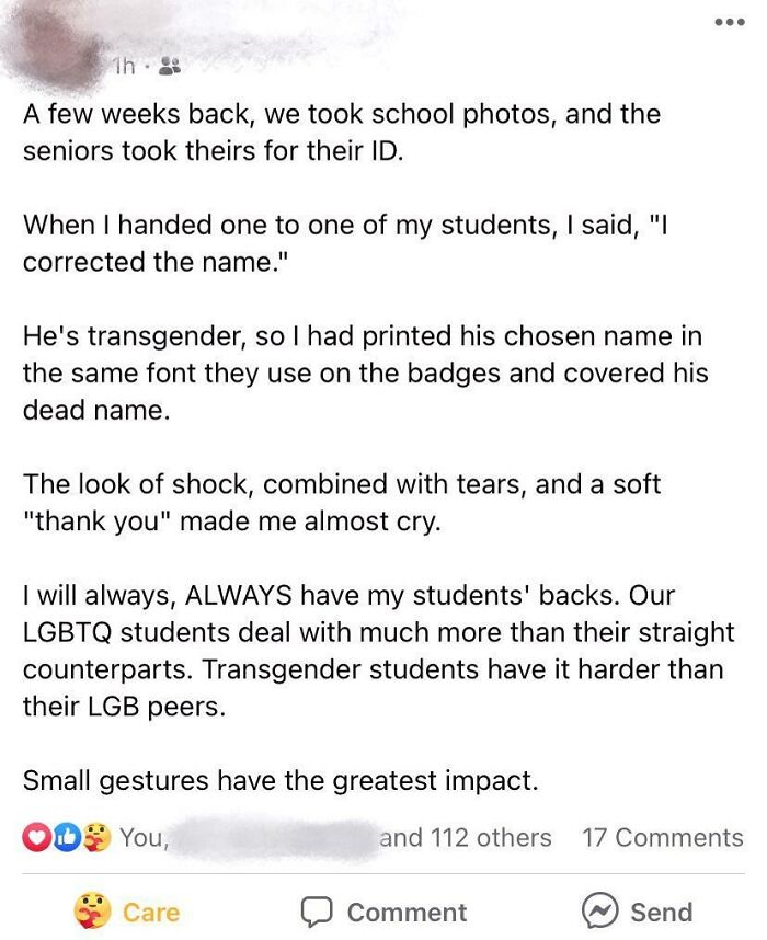 My Favorite High School English Teacher Posted This Today. We Need More People Like Him In The World