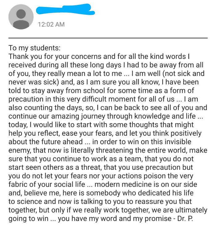 My Physics Teacher Was Quarantined After Recently Flying Out To Italy And Has Not Been At School For The Past Few Days. He Just Posted This On Google Classroom
