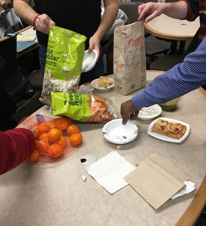A Professor Of One Of My Classes In Grad School Brings Food For The Students Every Session