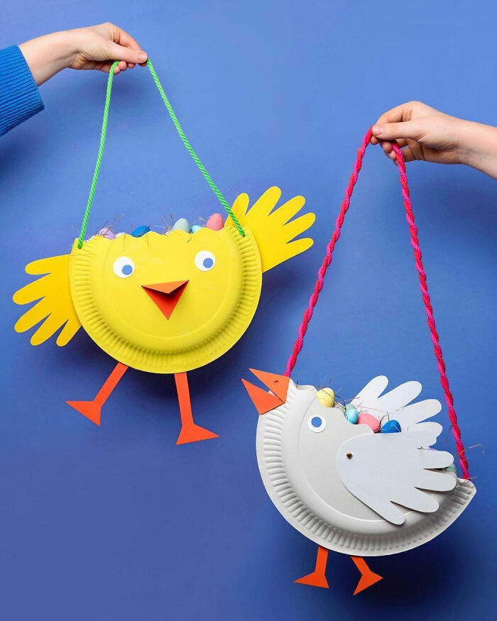 These Chicks Made From Recycled Paper Plates Make Great Baskets For Easter Egg Hunts