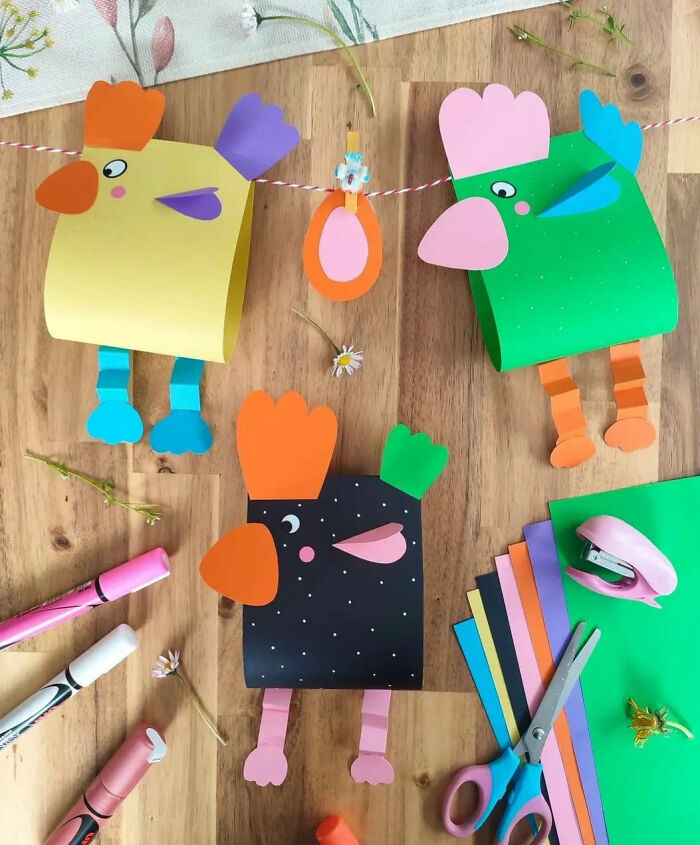 A Garland From Paper Chickens - A Fun Activity To Do With The Young Ones