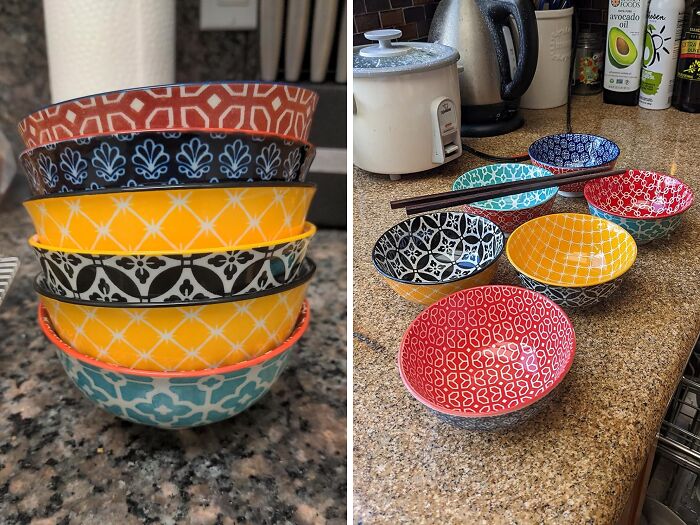 Add A Pop Of Color To Your Tableware With Set Of 6 Colorful Bowls