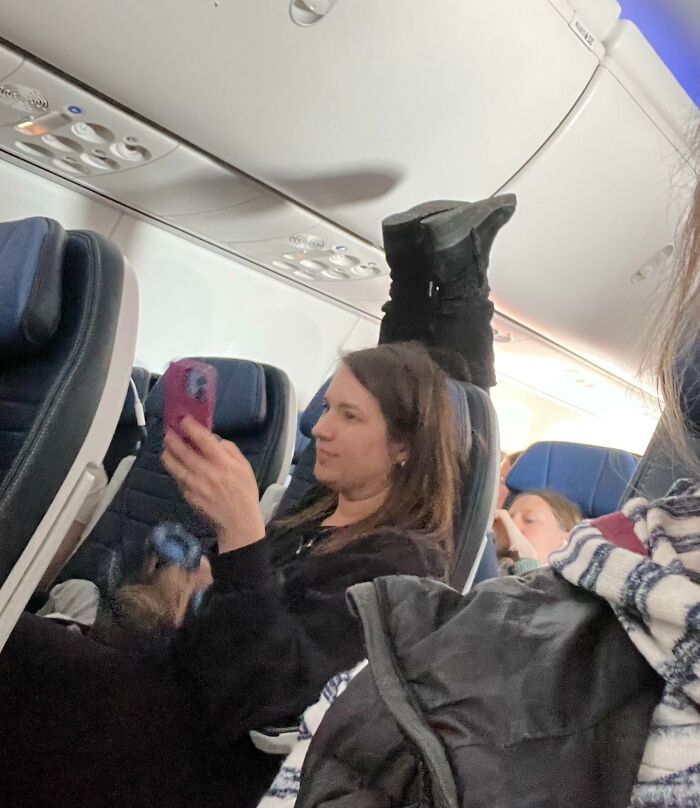 Today On A Flight From Philadelphia To Denver. That’s My Sister In Front Of Her