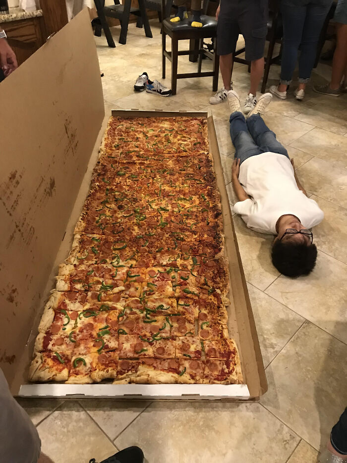 This Is One Of The Largest Pizzas You Can Buy In New York. With The Pizza Box This Is Actually A Double Unit