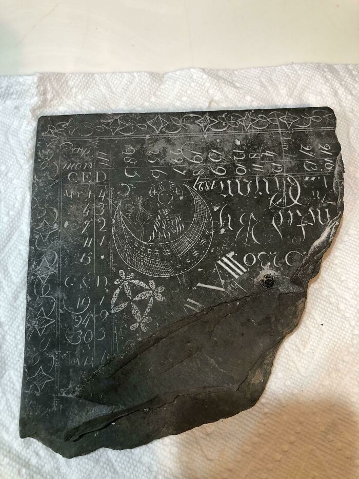 My Mom And Dad Were Doing Some Landscaping In The Backyard And Found This Weird Slate With Writing Etched Into It. The Months Are Spelled Out And The Year States 1827. This Was Located In Southern Missouri