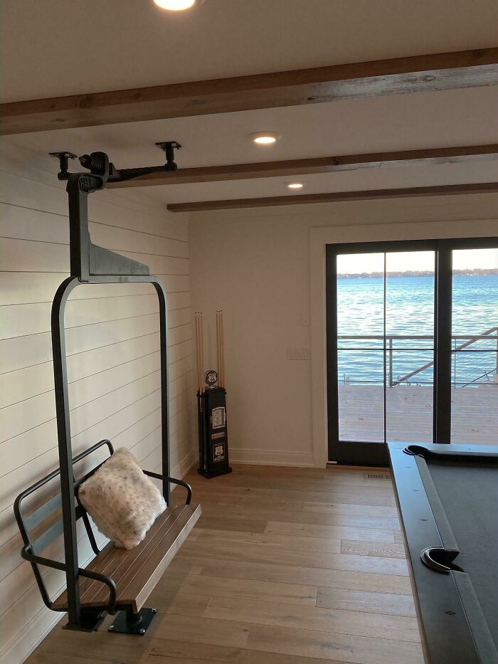 Installed This Refurbished Ski Lift In A Lounge With A View