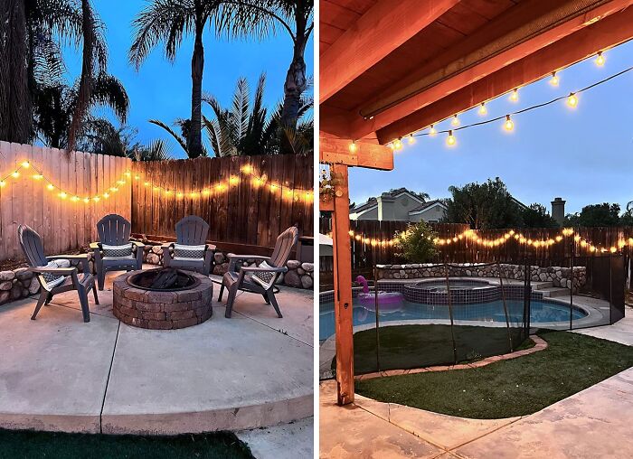 Add Some Sparkle To The Late-Night Chill: The Warm Glow Of Outdoor String Lights Turns Your Outdoor Hang Spot Into Something Truly Magical!