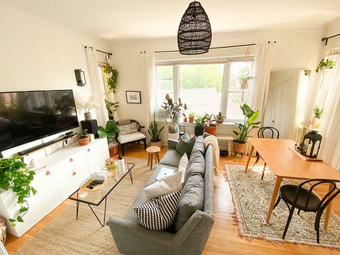 Modern-Vintage Plant Filled Living Room 🌿