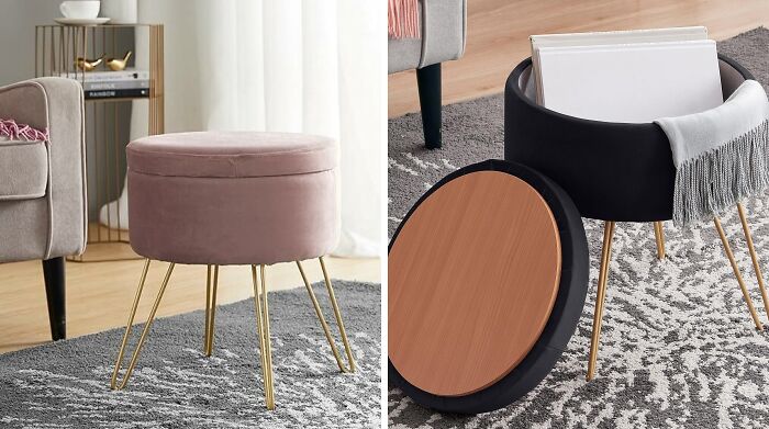 Glam Up Your Space: Velvet Storage Ottoman With A Stylish Twist!