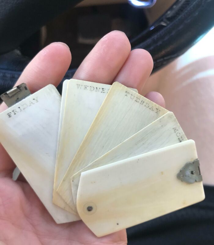Thin Slabs Of Ivory With Days Of The Week On The Top Found In My Closet. What Is This Thing?