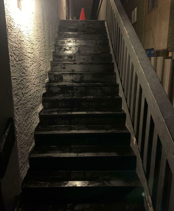 I Came Back From Thanksgiving To Find That My Landlord Had Revarnished/Painted The Stairs Up To My Apartment. They Are Still Wet, I Was Given No Notice, And There Is Only One Staircase